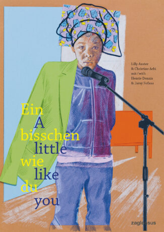 Cover von "ein bisschen wie du / a little like you", eine Collage einer Schwarzen Person vor einem Mikrofon
